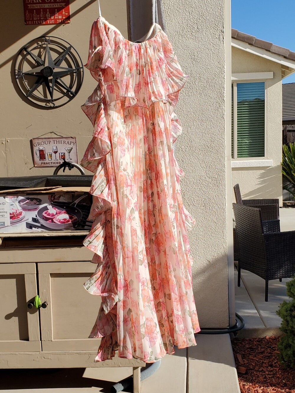Lulu's Andri Light Yellow Floral Pleated Ruffled Maxi Dress - Picture 4 of 4